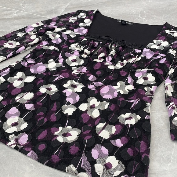 Women's INC International Concepts Floral Lace 3/4th Sleeve Top XL - Picture 6 of 16